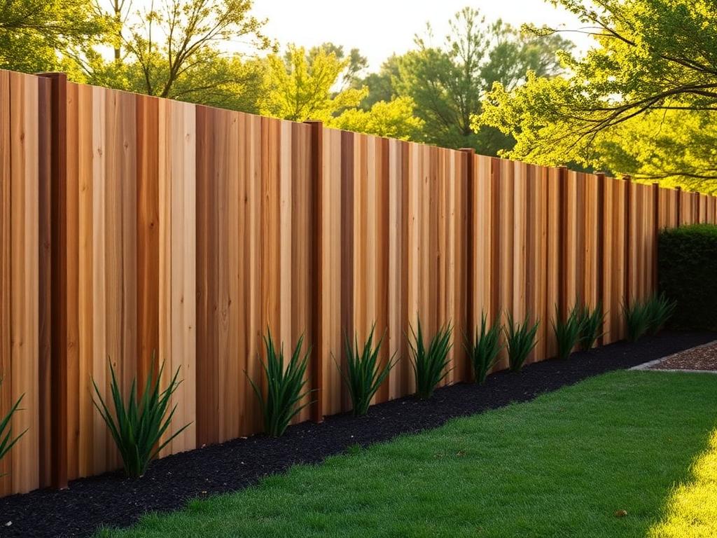 Cedar privacy fence installed in a backyard